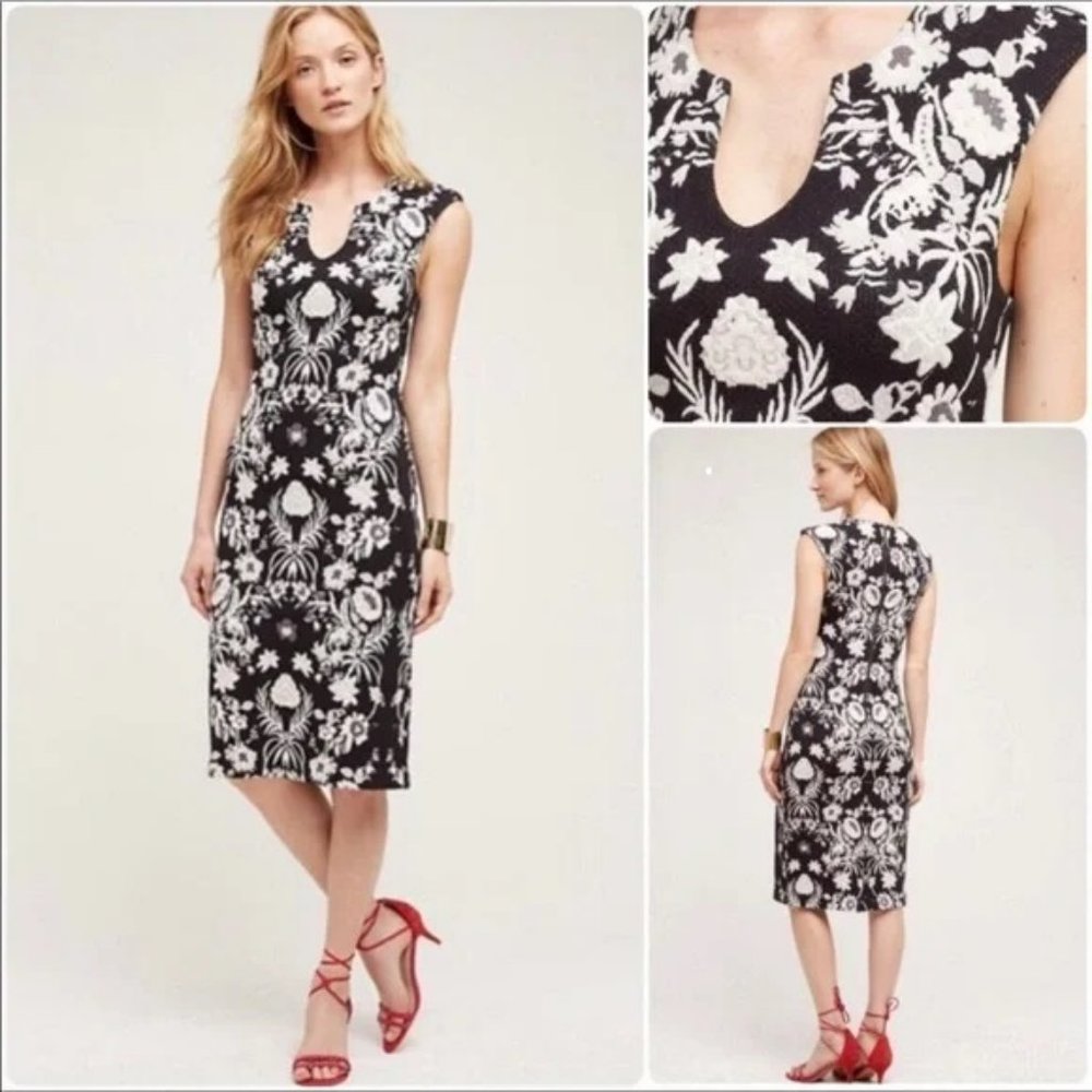 HD in Paris Etienne Sheath Black and Gray Midi Dress - Size 2